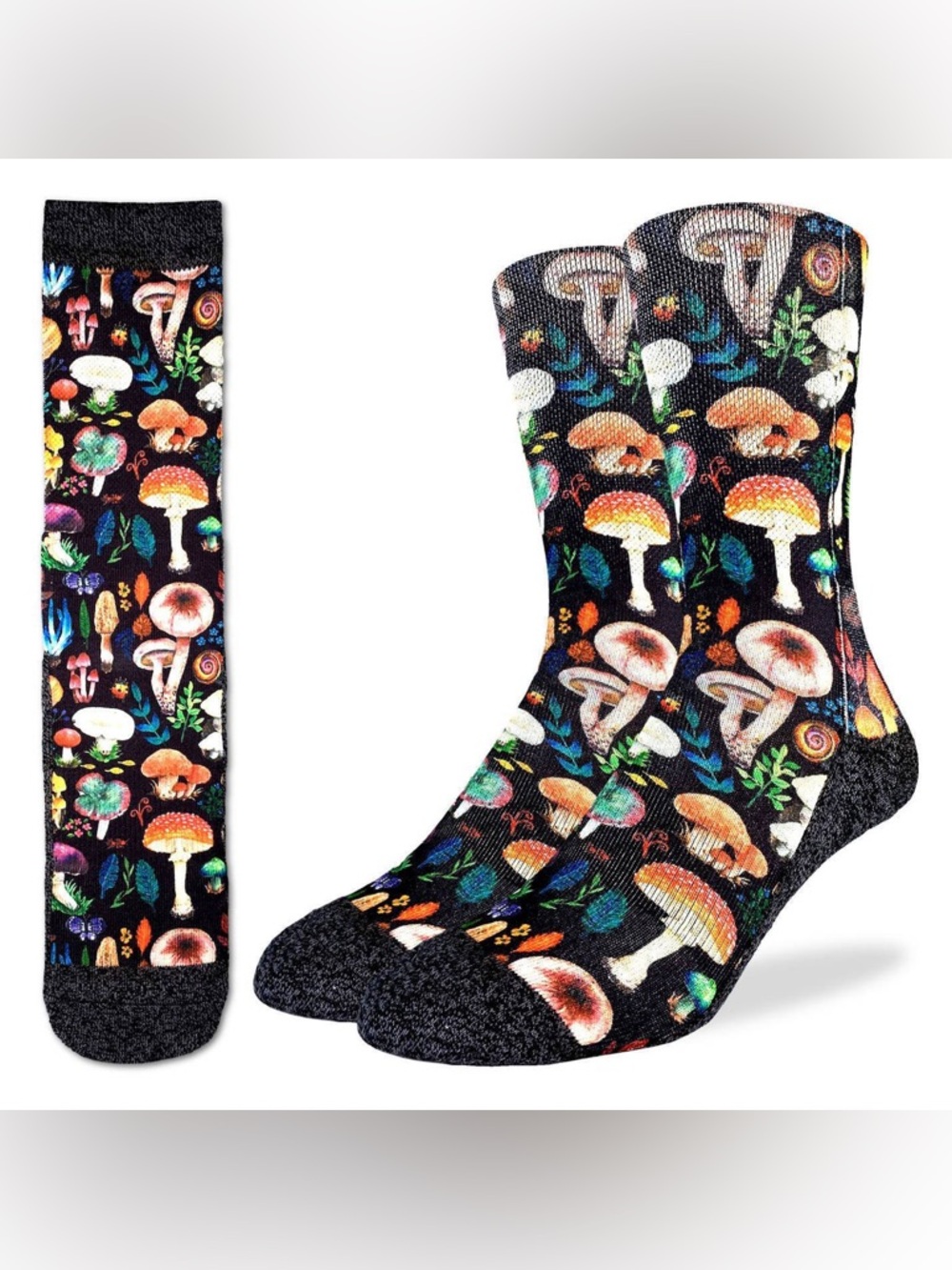 Men's Mushroom Pattern Crew Socks Adult Shoe 8-13 NWT
